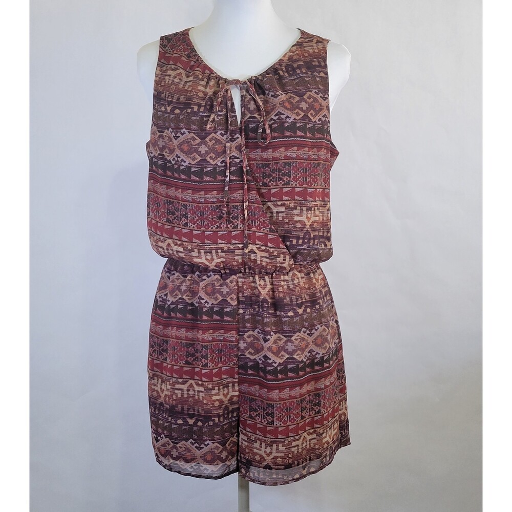 BCBGeneration aztec print brown multicolor sleeveless romper size small